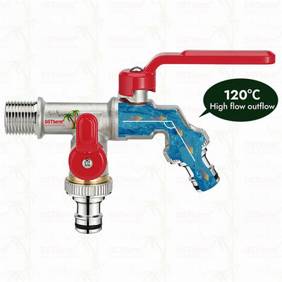 Μοναδικό σχεδιασμό καινοτόμο σχήμα διπλή βρύση βρύση με κόκκινο αλουμίνιο λαβή 1/2 "* 3/4" * 3/4"