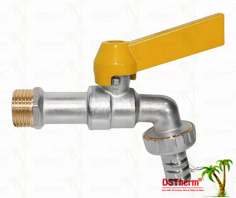 Bibcock de latón niquelado con mango recto de aluminio de alta resistencia, grifo de agua, grifo de agua 1/2"