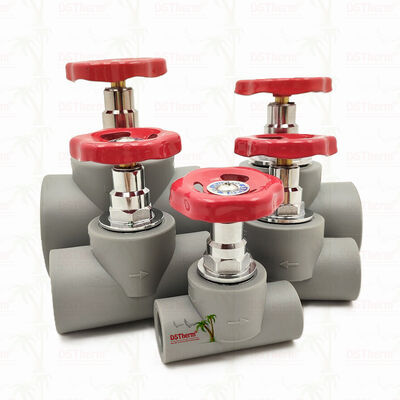 Γκρί επιχρωμιωμένη βαλβίδα διακοπής PPR με ορειχάλκινη κασέτα Global Valve 20-110mm