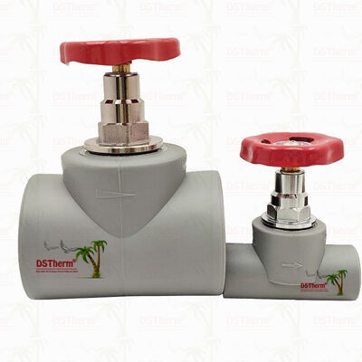 Γκρί επιχρωμιωμένη βαλβίδα διακοπής PPR με ορειχάλκινη κασέτα Global Valve 20-110mm